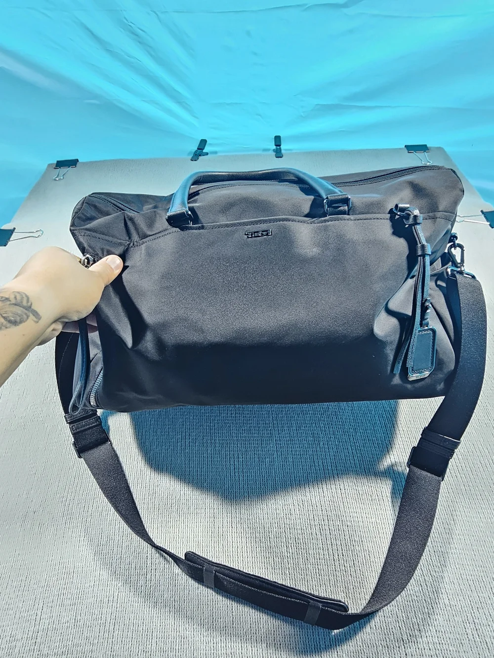 TUMI Voyageur Venice Black Nylon Travel Duffel with Shoulder Strap